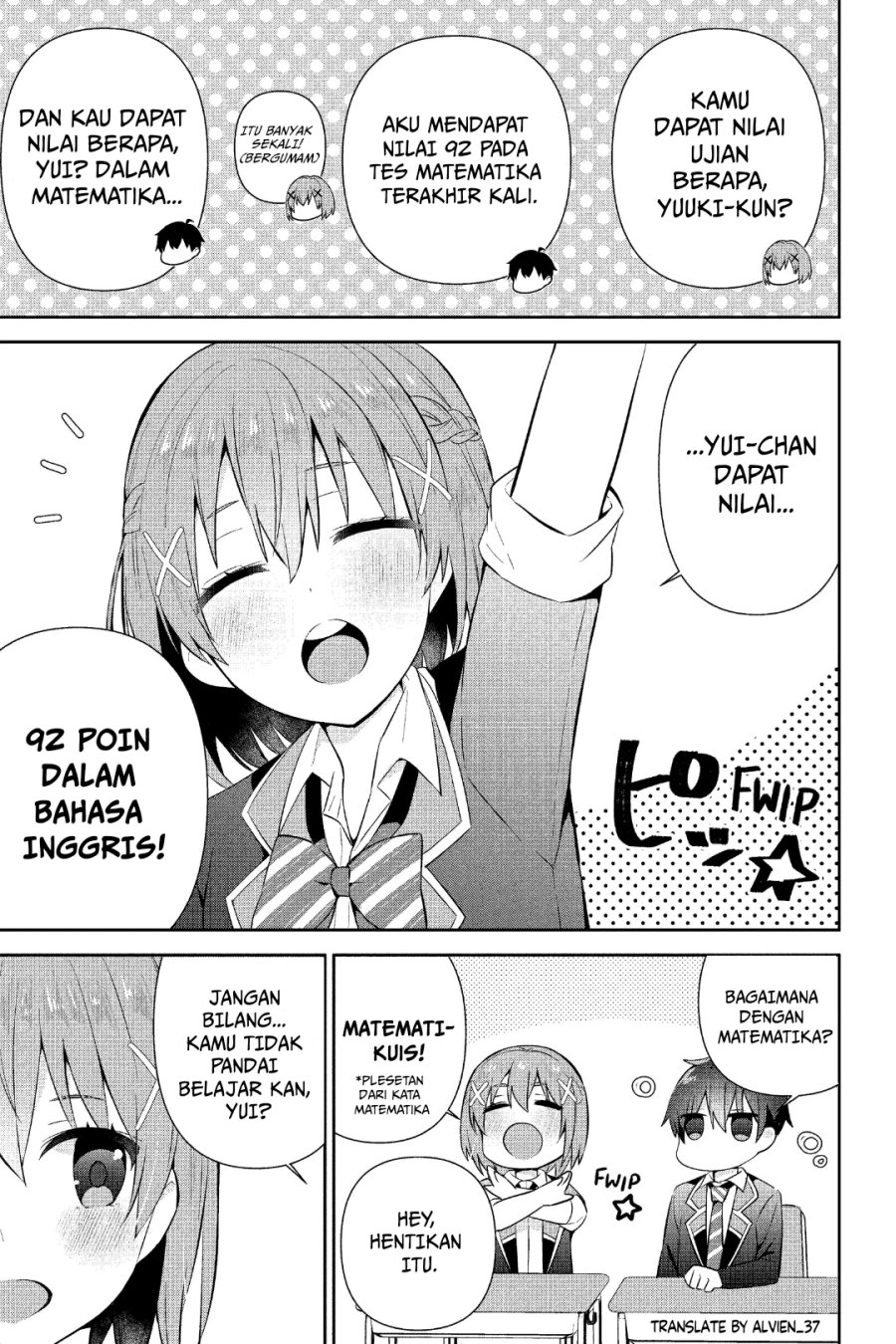 The Cute Girl Sitting Next to Me Is Trying to Make Me Fall in Love With Her as a Way to Ridicule Me Chapter 11 Bahasa Indonesia